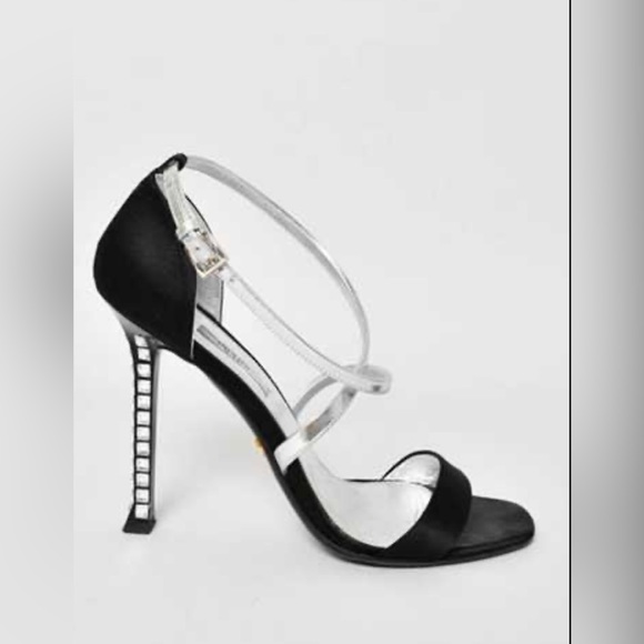 Prada Shoes - NIB Prada Satin Black Criss Cross Strappy Heels 7.5